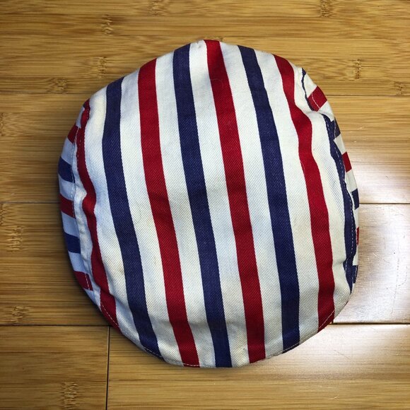 Vintage Newsboy Red White Blue Cap USA America France Retro Newsy sz 7 Hat - Picture 4 of 7